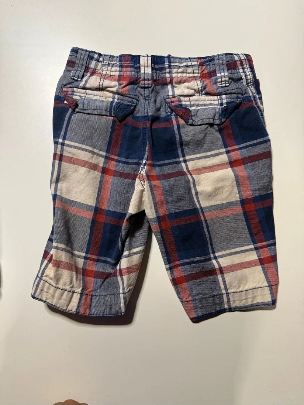 Cherokee Plaid Pull-On Shorts - Navy, Red & Cream